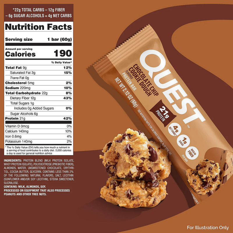 Protein Bar Quest Chocolate Chip Cookie Dough 60 грама